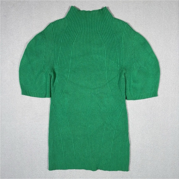 Maeve Anthropologie Puff Sleeve Knit Blouse Womes Small Green Mock Neck - Picture 1 of 8